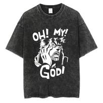 Anime JOJO Bizarre Adventure Strategy Pattern Print Tshirt Men Women Casual Loose Harajuku Short Sleeve Round Neck Top Tee M black
