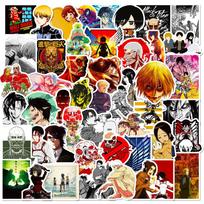 50PCS Anime Attack on Titan Stickers - Mikasa Ackerman & Eren Jäger Designs for Helmets, Bicycles & Pencil Cases
