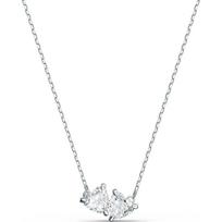 Swarovski 5517117 Women’s White Crystal Twin Heart Rhodium Plated Pendant Necklace sidabras