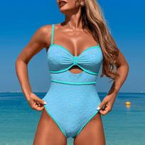 Women's Sleeveless Conservative One-piece Sexy Backless Color Swimsuit With Breast Cushion L mėlyna