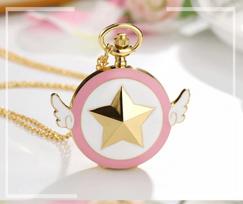 Sailor Moon, Magic Card Girl Sakura, Red Anime Pocket Watch, Variety Sakura Necklace rožinė