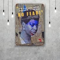 Nina simone Vintažiniai metaliniai skardos ženklai Plakatai Dekoras Retro metalinė plokštelė Sienos meno dekoras Garažui Barui 20x30cm（7.8x11.8inch） gray