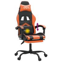 Gaming Chair with Footrest Swivel Black & Orange Artificial Leather