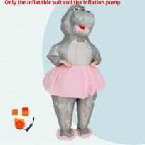 Inflatable Costume For Halloween With Soft Fabric And Cartoon Hippopotamus Design For Kids And Adults