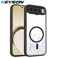 KEYSION Skaidrus magnetinis telefono dėklas Realme 16 5G, minkštas silikonas+PC, HD skaidrus smūgiams atsparus galinis dangtelis OPPO Realme 16 5G for Realme 16 5G juoda