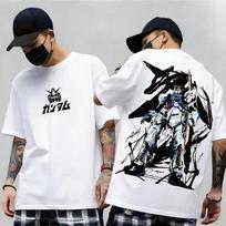Anime Mobile Suit RX-78-2 Gundam Men's T-Shirt Pure Cotton Tee Women Short-sleeve Streetwear Casual Japanese Amuro Ray Top 4XL