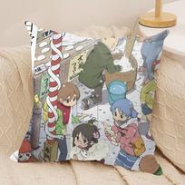 N-Nichijou My O-Ordinary Life Cushion Cover Silky Short Plush Invisible Zipper Dustproof Sofa Pillow Case For Home Decor Peach skin 18*18(CM)-1Pcs