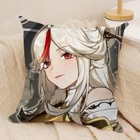 Ningguang Genshin Impact Cushion Cover Silky Short Plush Invisible Zipper Dustproof Sofa Pillow Case For Home Decor Peach skin 18*18(CM)-1Pcs