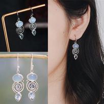 Chic Hook Engagement Wedding Jewelry Peridot Topaz Ear Stud Multi-Gemstone Moonstone Earrings