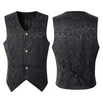 (SU)Vyriška mada pankiška striukė Vintažinis paltas Viršutiniai drabužiai sagomis frakas Liemenės paltas L black