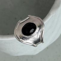 Foxanry Black Agate Rankogalių žiedai Moterims Poroms Vintažinės asmenybės Hip Hop Gimtadienio vakarėlis Papuošalai Priedai Dovanos 17mm sidabras