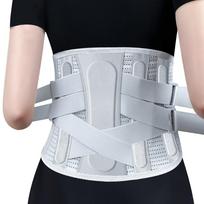Nugaros atramos diržai vyrams ir moterims su ergonomiškais išlenktais stuburo atramais ir laikikliais apatinei nugaros daliai, darbui ir sunkumų kilnojimui M gray