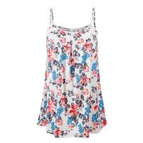 Spaghetti Strap Cami Top Did Size Moteriški laisvalaikio marškinėliai su gėlėmis Vasaros gatvės aprangos marškinėliai 6XL balta