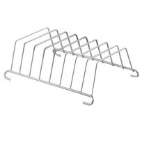 Tvirtas nerūdijančio plieno stovas skrebučiams ir oro keptuvės priedams laikyti Metal toast rack