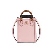 Gucci Diana Bamboo Gold Logo Leather Tote Bag Women tote bags Pink 739079-DJ24T-5862 Basic Set (Bag+Dust Bag)