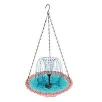 Solar Cascade Bird Bath Fountain Solar-Powered Fountain Hanging Bird Bath Outdoor Birdbath Attracts Wild Birds for Garden Backyard Decor rožinė