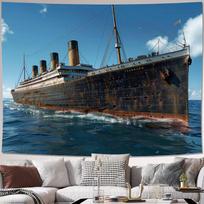 2D RMS Titanikas Vandenyno Scena Gobelenas Vintažinis Kruizinis Laivas Sienų Dekoras Audinys Namams ir Miegamajam 47.2x31.5inch/120*80cm