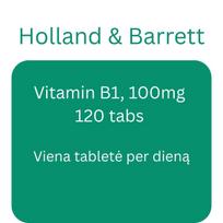 Vitaminas B1, 100mg - 120 tabs - Holland & Barrett