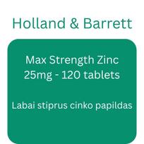 Max Strength Zinc, 25mg - 120 tablets - Holland & Barrett