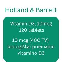 Vitamin D3, 10mcg - 120 tablets - Holland & Barrett