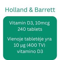 Vitamin D3, 10mcg - 240 tablets - Holland & Barrett