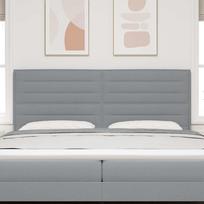 LED Headboard with LED Light Strips Light Grey 200 cm Fabric