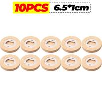 10 Pcs Round Bamboo Magnetic Bottle Opener Portable Fridge Magnet Beer Opener for Wedding Party Beverage Gadget