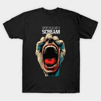 Asian Size Men Black Print T-shirt Screaming Hand: Sometimes We All Want To Scream On A Dark (Knocked Out) Background No-Cut Print Cotton Tshirt M juoda