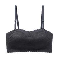 Strapless underwear women's non-slip small breasts gather and wrap breasts without steel rings, sexy back, non-slip bra, tube top S（32/70 ABC） juoda