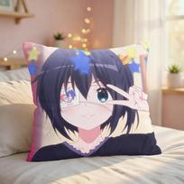 T-Takanashi Rikka Sexy Anime Cushion Cover Silky Short Plush Invisible Zipper Dustproof Sofa Pillow Case For Home Decor Peach skin 18*18(CM)-1Pcs