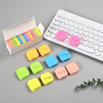 12 Pads Mini Neon Sticky Notes Colorful Square Rounded Edge Self Adhesive Memo Pad Set 6colors 12pads