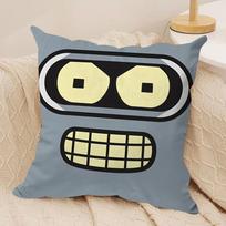 Anime F-Futurama B-Bender Cushion Cover Silky Short Plush Invisible Zipper Dustproof Sofa Pillow Case For Home Decor Peach skin 18*18(CM)-1Pcs