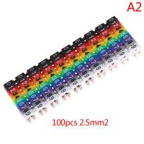 Kabelių žymekliai Spalvoti C tipo žymeklio numerio etiketė, skirta vielai 1,5 / 2,5 / 4 / 6 Mm²²²² A2