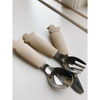 Silikono ir nerūdijančio plieno vaikiškų įrankių rinkinys 18+ mėn, Beige
