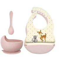Silikoniniai seilinukai su dubeniu - Deer & Raccoon