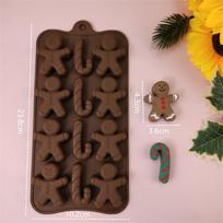 3 Cavity Gingerbread Man Chocolate Silicone Mold Walking Stick Candy Biscuit Making Christmas Ice Tray Cake Decor Baking Tool