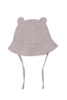 Wooly Organic muslino vasarinė kepurė kūdikiams su ausytėmis BABY BEIGE