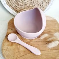 Silikoninis prilimpantis dubenėlis su šaukšteliu SOFT PINK