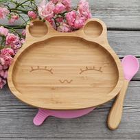 Prilimpanti bambukinė lėkštė Rabbit Pink