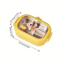 Little Yellow Duck Stainless Steel Insulated Lunch Box Student Portable Lunch Box Portable Lunch Box with Soup Bowl Compartment Lunch Box 1PCS geltona