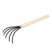 Garden Hand Rake 5 Steel Tines Wooden Handle Ergonomic Design Claw Cultivator for Tilling Loosening Soil Long Handle