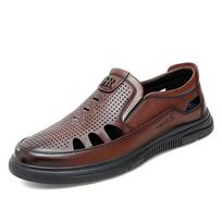 Summer New Thick Sole Business Sandals Outdoor Soft Sole Breathable Shoes Fashion High-quality Genuine Leather Sandals for Men 38 ruda