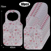 10Pcs/Bag Non Woven Bib Oil-proof Kitchen Aprons Disposable Aprons  Restaurant Home Supplies Heart Printed