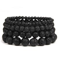1 Pc Natural Stone Bracelets Onyx Agates Round Beaded Bangles For Female Men Jewelry Reiki Handmade Jewelry Yoga Healing 19CM 4mm 1PC
