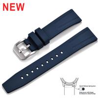 20mm 22mm Premium FKM Fluororubber Dive Watch Strap Military Grade For Seiko Oris Citizen Quick Release  Anti Slip 20mm blue