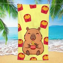 1PC Capybara Beach Towel 3D Printed Microfiber Soft Water Absorbing Breathable Bath Towels Gift For Kids Cartoon Beach Towels W40*H60(CM)