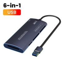 6 in 1 Card Reader SD TF XD CF M2 Memory Card Reader USB Adapter Type C High Speed Data Transfer Cardreader For Laptop Aluminum Alloy USB