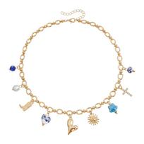Vintage Blue And White Heart Necklace Women Jewelry