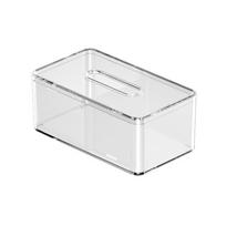 Square Clear Tissue Box Holder Table Clear Dryer Sheet Dispenser Rectangular for Desks Countertop Vanity Bedroom Dressers
