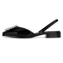 Rhinestone square buckle bag head sandals women's summer fashion back empty word with low heel medium heel thick heel 34